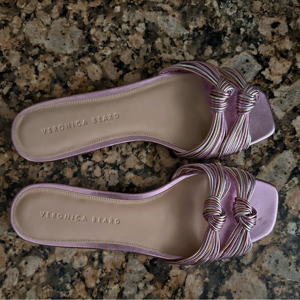Veronica Beard Gemma Metallic Slide Sandal - Picture 7 of 9